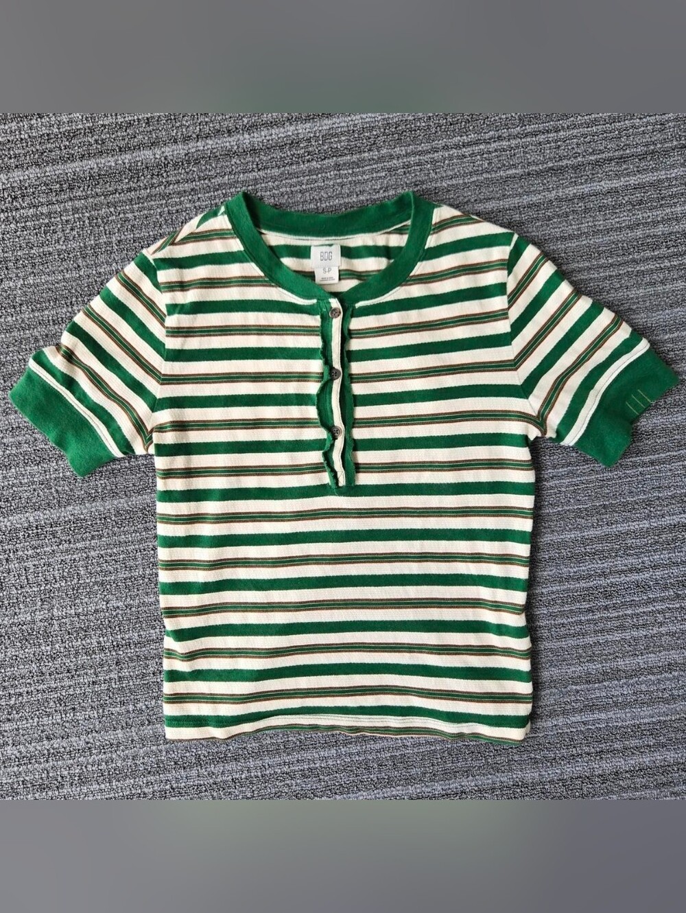 BDG Urban Outfitters Striped Cropped Henley Shirt
